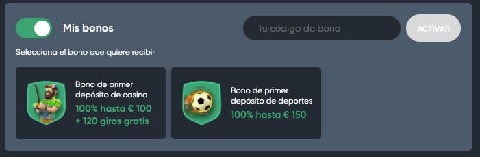 Bonos disponibles en Ivibet